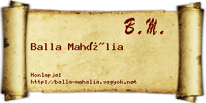 Balla Mahália névjegykártya